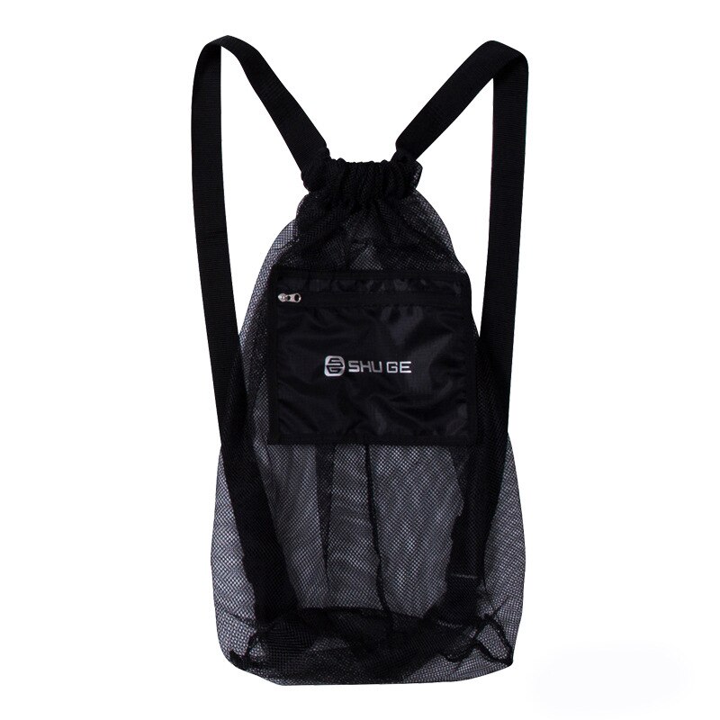 Sports Basketball Backpack Drawstring Mesh Bag Drawstring Pocket Outdoor Training Sport Fitness Storage Bag: Black S
