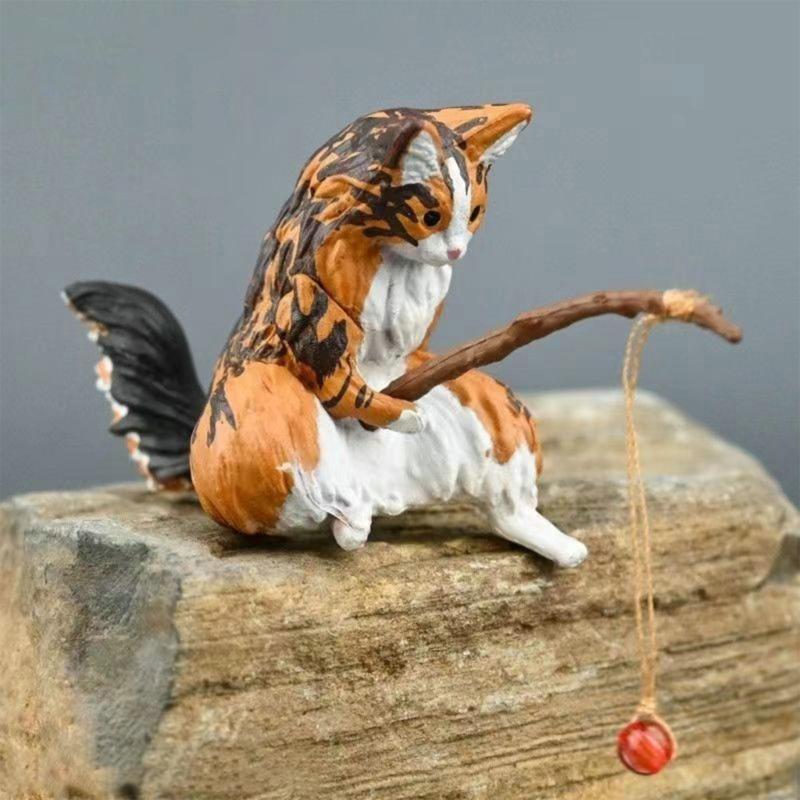 Fish Tanks Resin Decoration Aquariums Landscapes Fishing Figurine Statue