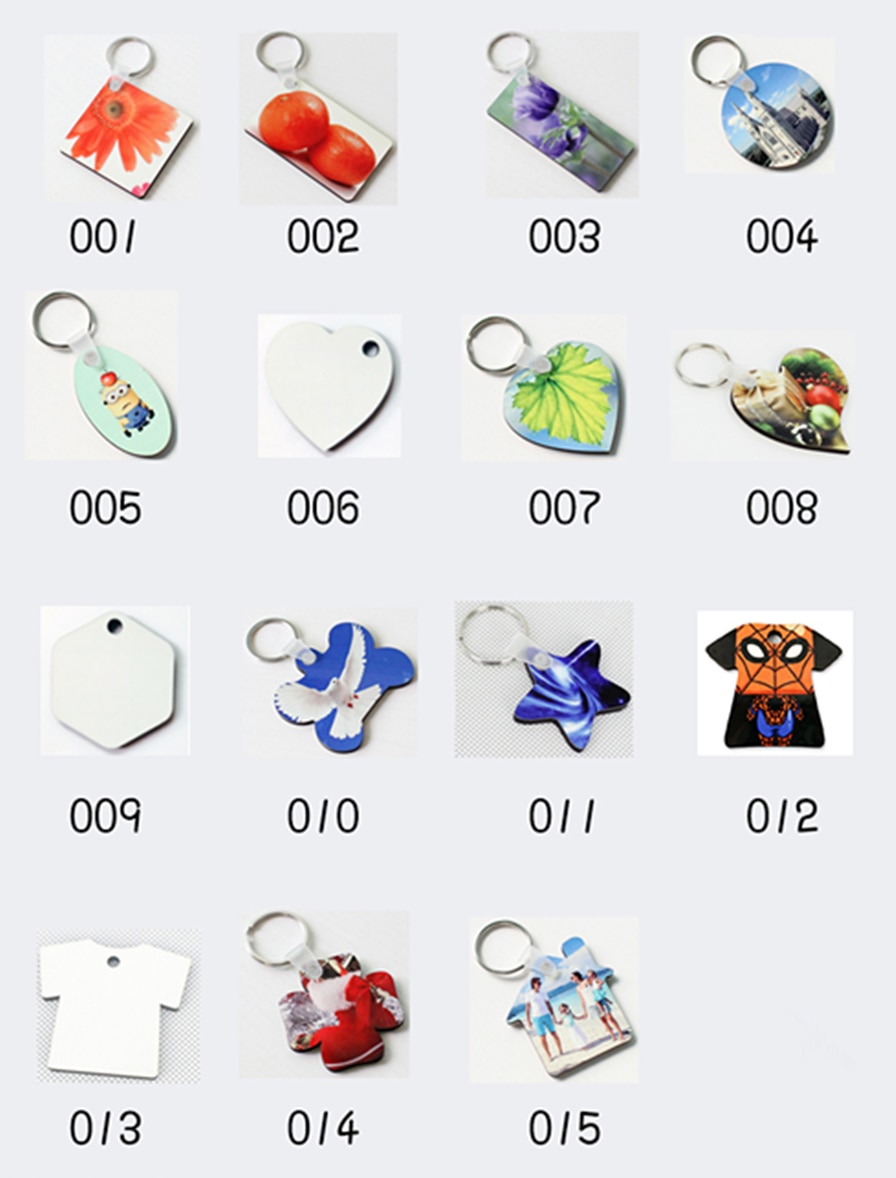 50pcs/lots Blank Sublimation MDF Key Rings Tags Keychain DIY Printing Sublimation Ink Transfer Two Sides