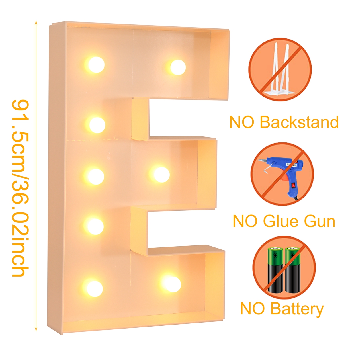 Caja de marco de luz Led con letras gigantes de 9,5 CM, decoración para de boda, Navidad, 1er cumpleaños, caja de relleno de globos con nombre DIY: Gris claro