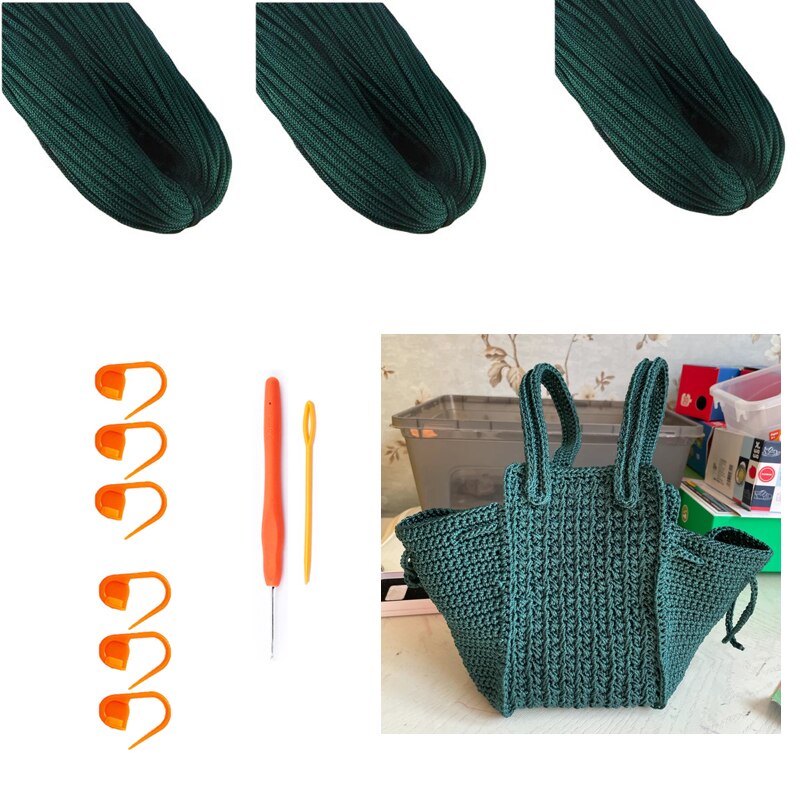 TPRPYN – sac trapèze avec crochet en fil, kit de bricolage, grand ensemble de sacs à main en tricot fait à la main, sac à bandoulière pour débutant: 19molv200g3PC