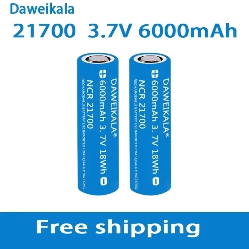 21700 Li-ion Battery 3.7V 6000mAh High Capacity 9.5A 2 Rate Discharge for DIY E-Bike/Power Tools Ternary Lithium Long Cycle Life