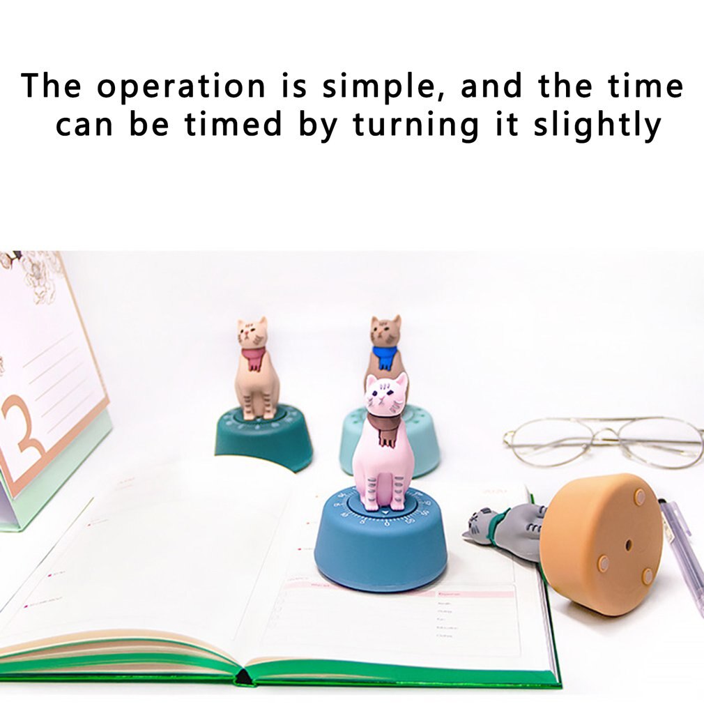 Lazy Cat Timer Lesson Time Manager Kitchen Timer Mechanical Reminder Cute Cartoon Timer Kitchen Tools