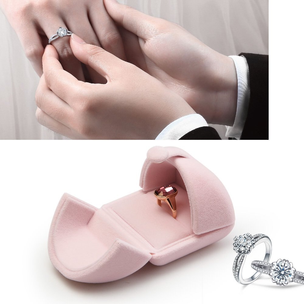 Fanxi Roze Fluwelen Sieraden Box Ring Hanger Ketting Armband Lange Ketting Display Opbergdoos Verpakking Wedding Party Showcase