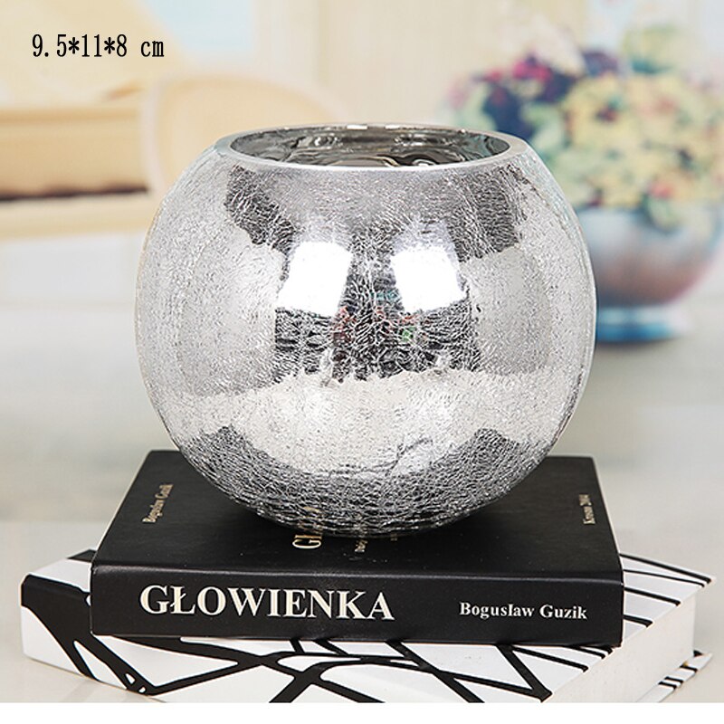 Blomstervase nordisk dekorasjon hjemme skrivebord glassvase til bryllup dekorasjon hydroponiske blomster potte delikate gulvvaser zzy 052: 15 runder sølv