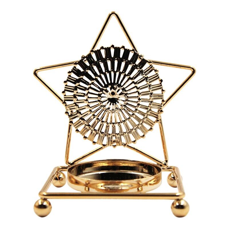 Portavelas de hierro árabe Eid Mubarak, soporte de Metal, Luna, estrella, vela,: A