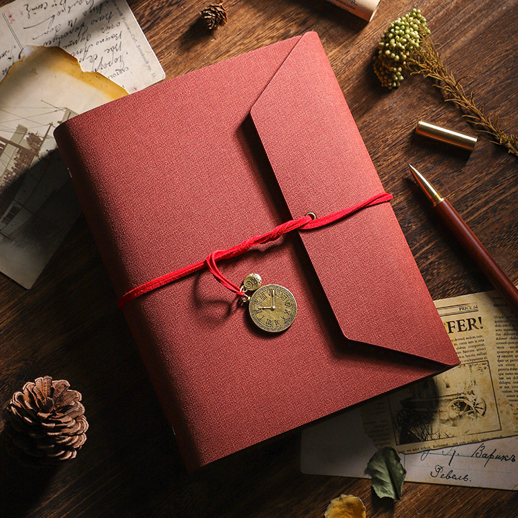 Álbum de fotos DIY, libro de recuerdos de cuero, película de papel Kraft, álbum de fotos conmemorativo, almacenamiento de sobres, álbum autoadhesivo de: Rojo