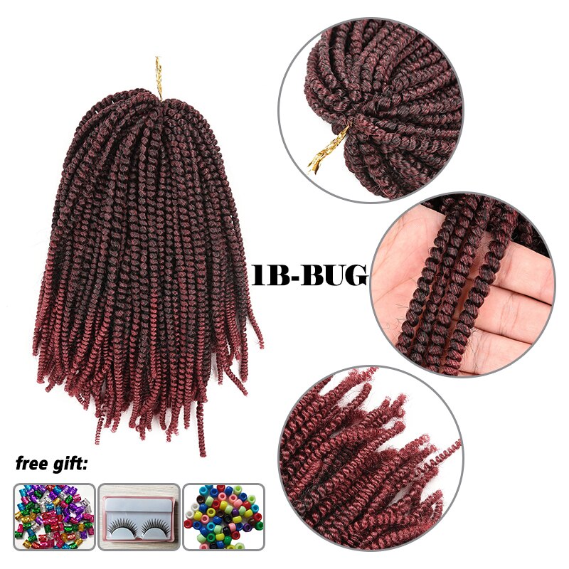 Aigemei Nubian Twist thin spring twist Crochet Hair Braids Hair-Extensions Low Temperature Flame Retardant Synthetic Fiber: TBUG