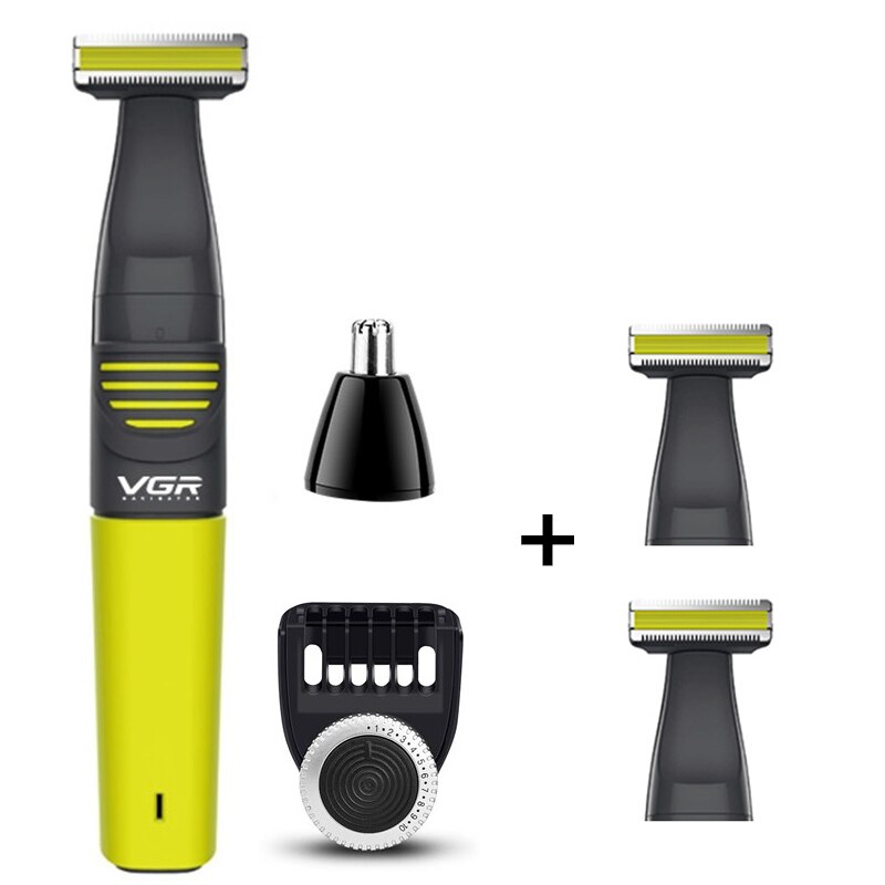 one blade washable beard trimmer for men hair trimmer facial mustache body electric hair cutting machine edge grooming kit: Add 2 blade set