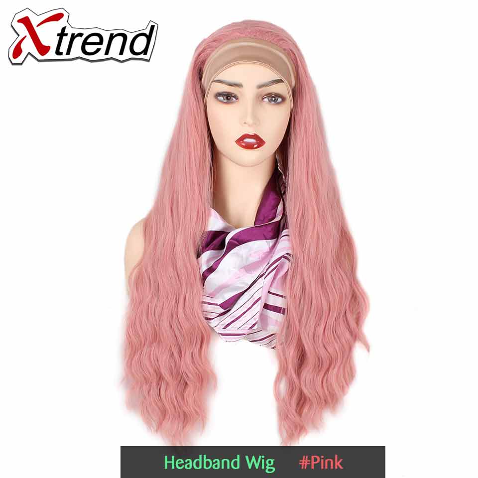 Xtrend syntetisk blonde front paryk lang pink kobber rød lilla orange ombre grå blond hvid parykker til kvinder bølge hår kvinde