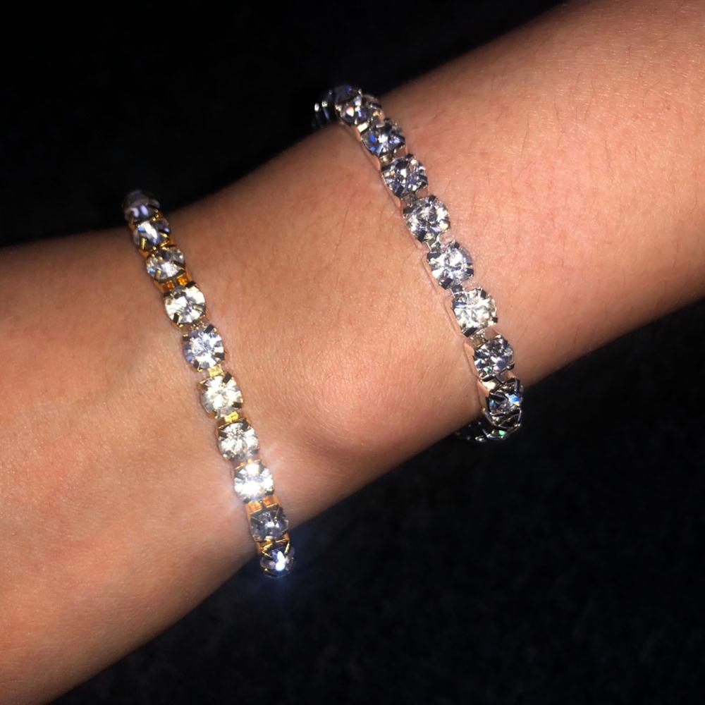 Stonefans simples grande strass pulseira charme jóias para mulher iced fora tênis corrente pulseira ouro prata cor pulseira