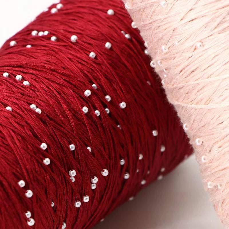 350g 70% CottonSoft Crochet Hand Pearl Beaded Yarn Lace 6# Hand-Knitted Thread For Summer Knitting Sweaters Hats Scarves Luxury