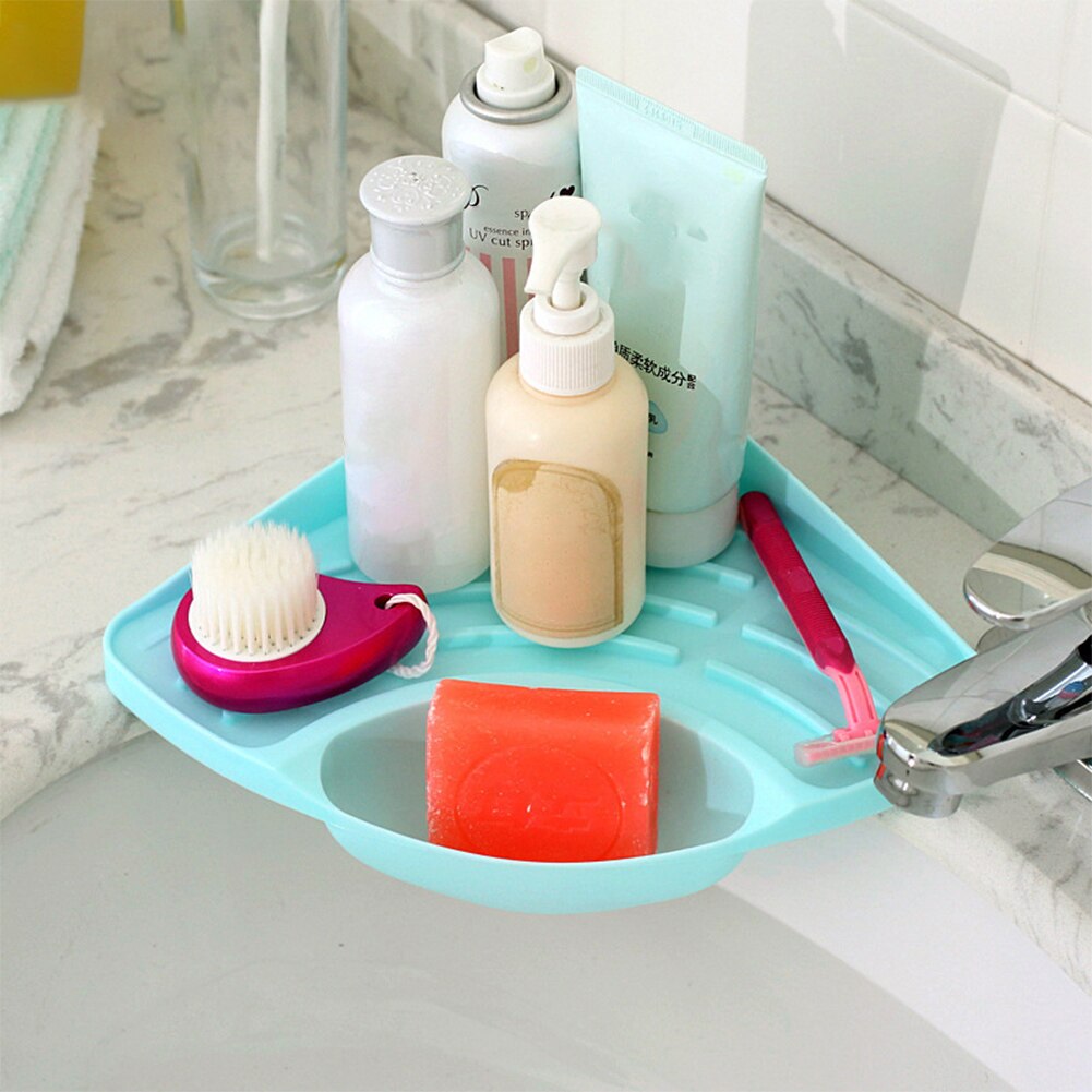 1PCS Kitchen Sink Drain Shelf 27X19cm Household Multi-functional Storage Rack for Bathroom Sundries Organizer PP Triangle Shelf