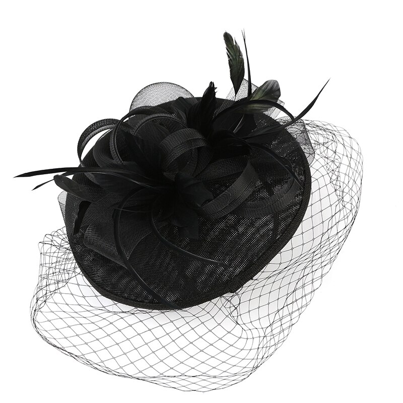 Women Bridal Hats and Fascinators Black/Gold/Yellow Net Birdcage Bride Wedding Hats Face Veils Wedding Accessories