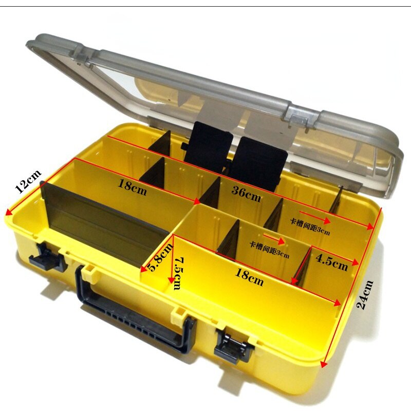 Cajas de aparejos de pesca portátiles, herramienta de señuelo de sedal de carrete de Pesca, gruesa, duradera y grande, caja de almacenamiento multifunción, 40,5X28,5X8,5 cm