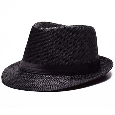 EAGLEBORN Straw Cap Man Women Formal Jazz Caps Male Panama Hats Beach Sun Hat Man Trendy Cowboy Dance Fedora hat Casquette: Black