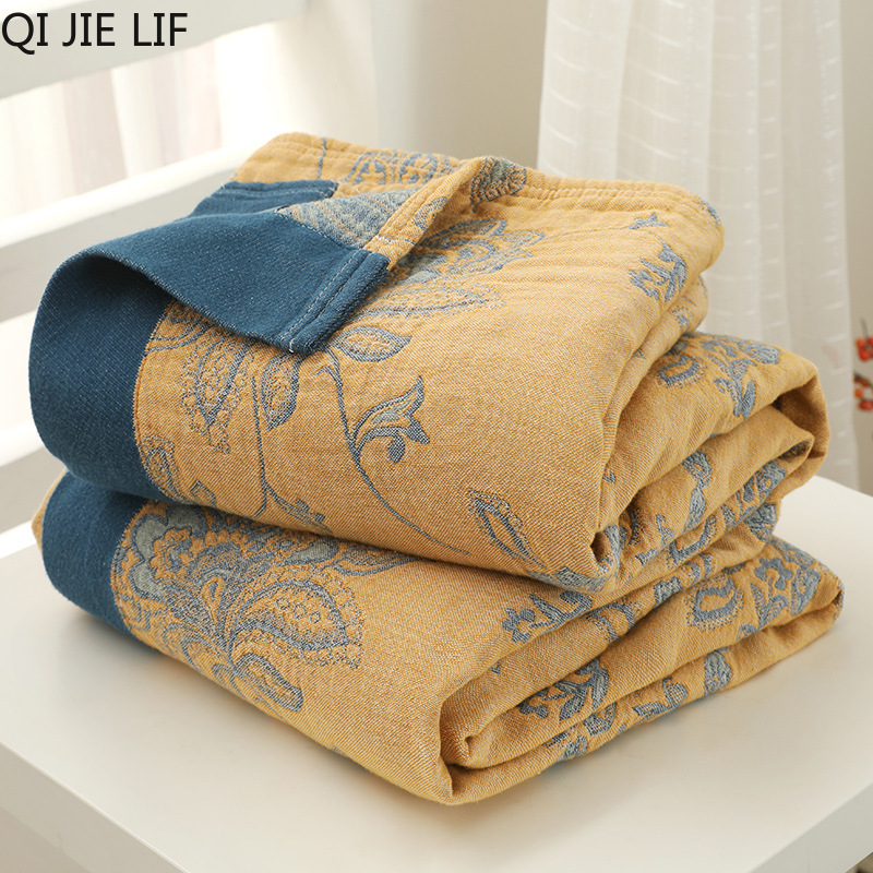 Qi jie Leben 100%  baumwoll-musselin-sommerdecke, atmungsaktiv, schickes mandala, große, weiche überwurfdecke, para-decke
