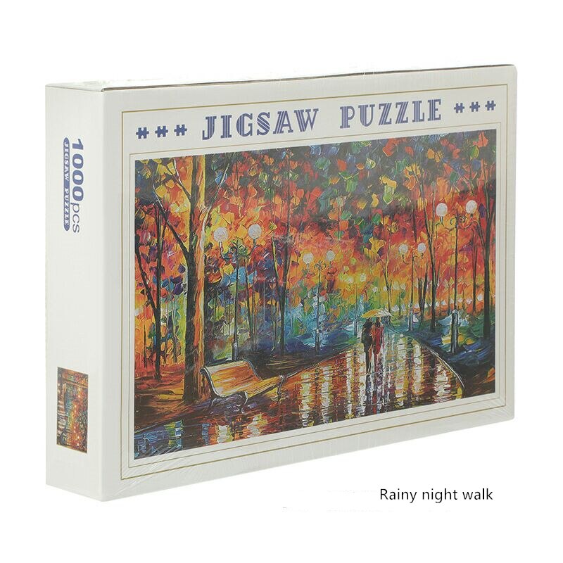 Landscape Jigsaw Puzzle with Picture Puzzle 1000 Pcs Mini Paper Assembly Puzzle Toys for Adults Children Educational Games Toys: Rainy night walk