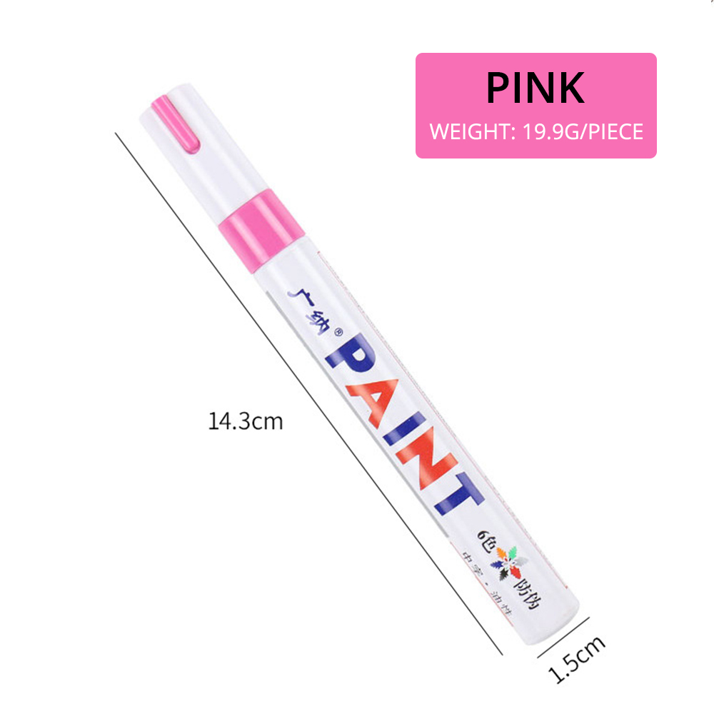 1pcs White Waterproof Cars Wheel Tire Oily Mark Pen Auto Rubber Tyre Paint Pen Cd Metal Permanent Paint Marker Graffiti Touch Up: Pink