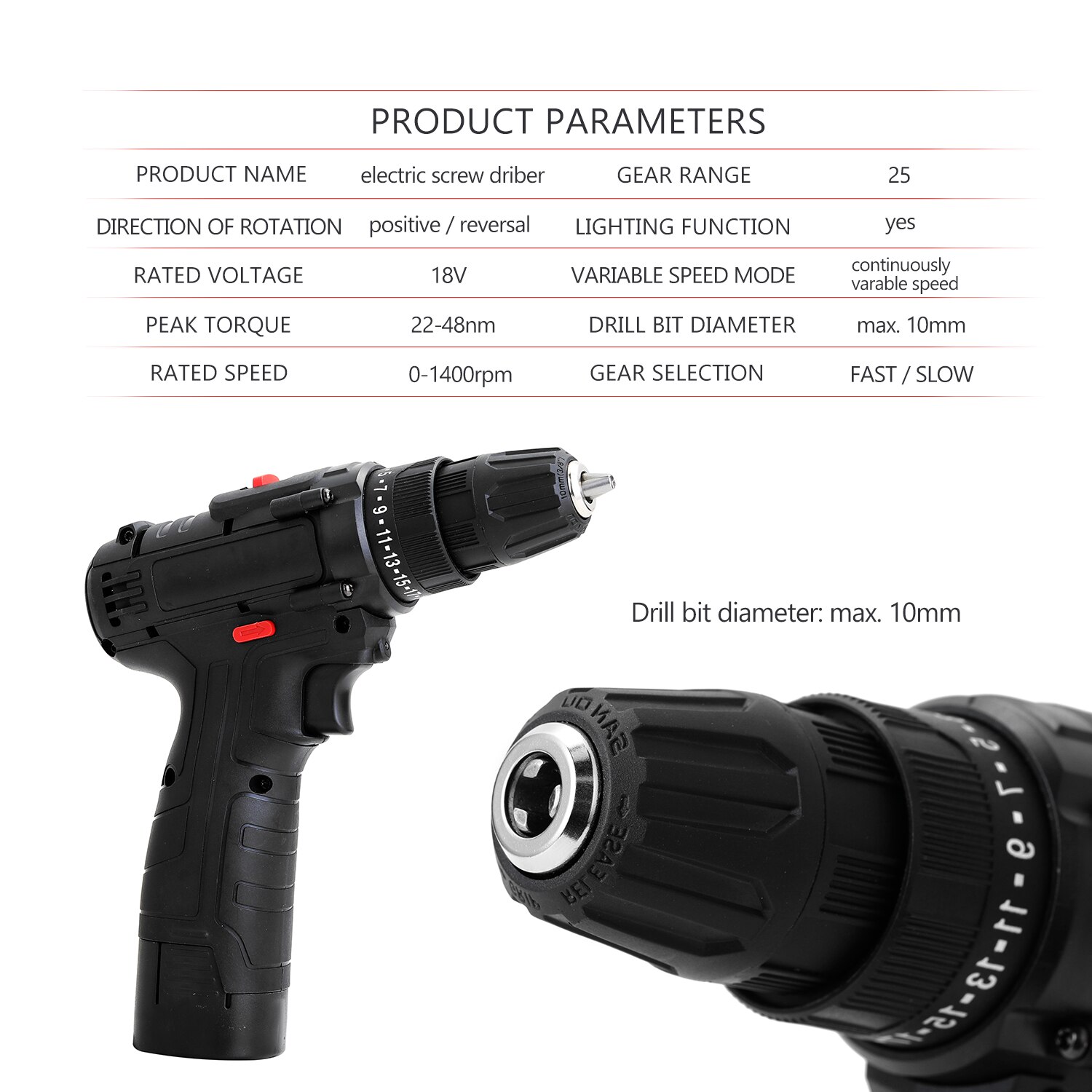 18V 600W Electric Impact Cordless Drill High-power Lithium Battery Wireless Rechargeable Hand Drills Home DIY Electric Power