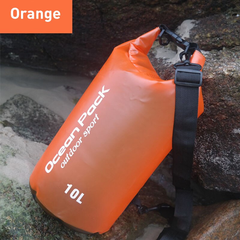 Clothes Storage Vacuum Waterproof Bag Beach Dry Bag Sack Waterproof Pouch Floating Dry Gear Bags for Boating Swimming: 10L Orange