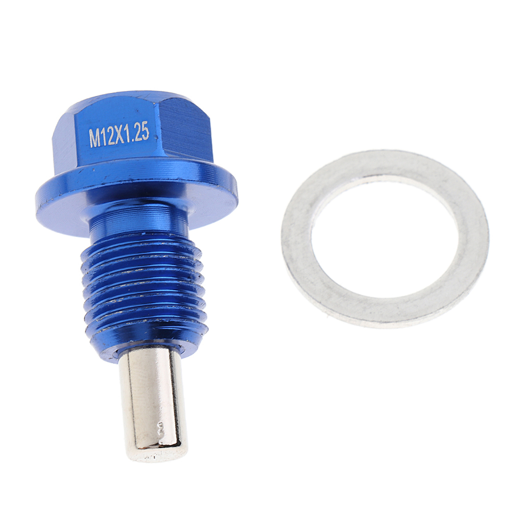 Auto Car M12x1.5 Thread Magnetic Oil Drain Plug Bolt With Crush Washer Blue