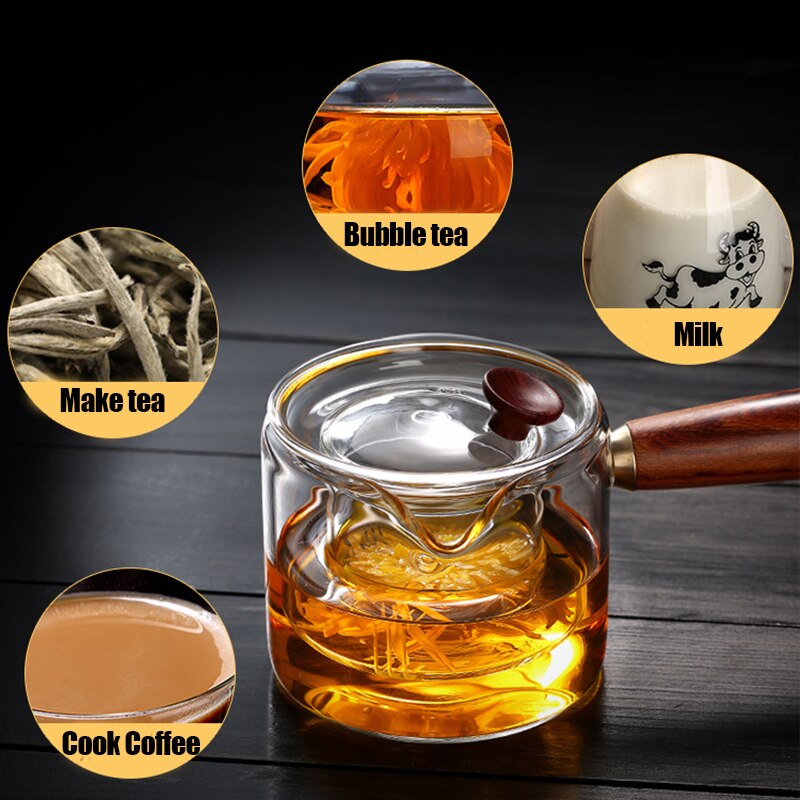 500ml Unique Side Handle Pot Glass Teapots High Temperature Resistant for Home BV789