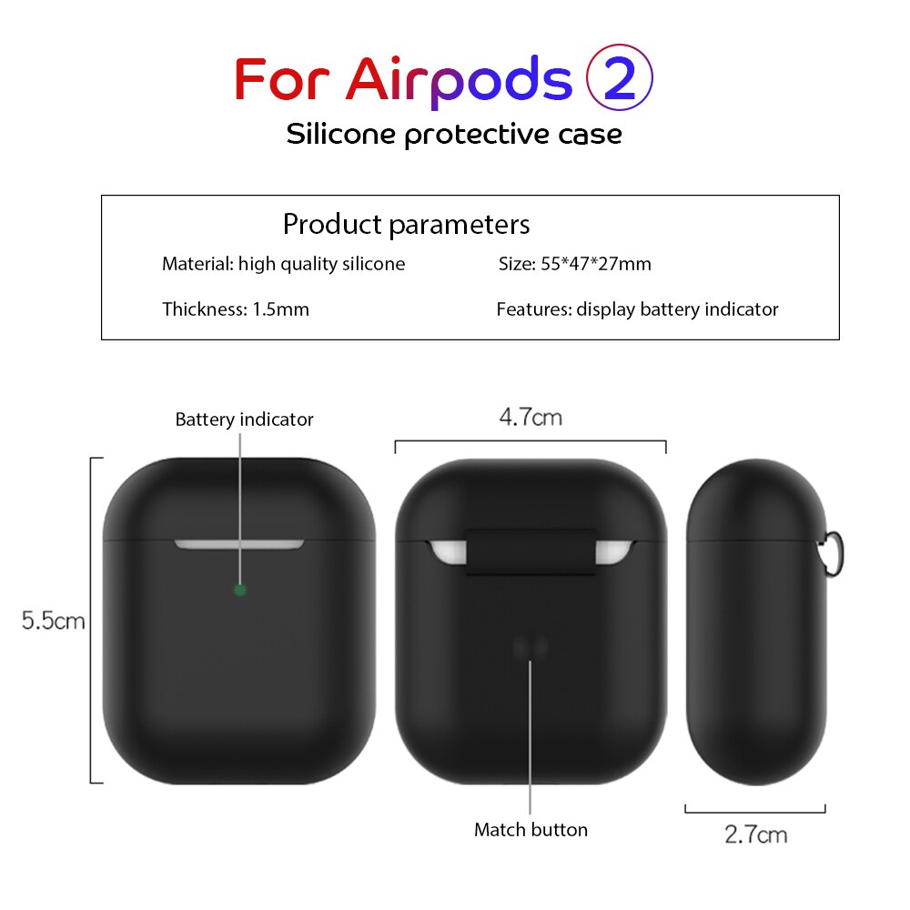 Earphone Case For Apple Airpods 2 Air pods 2 Silicone Cover Wireless bluetooth Headset Cases For Airpods 2 For Airpods2