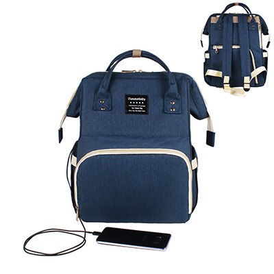 Mode Tas Voor Mama Koeler Handtas Multi Functie Sac Isotherme Rugzak Moeder Zak Opslag Vrouwen Tassen: USB style deep blue