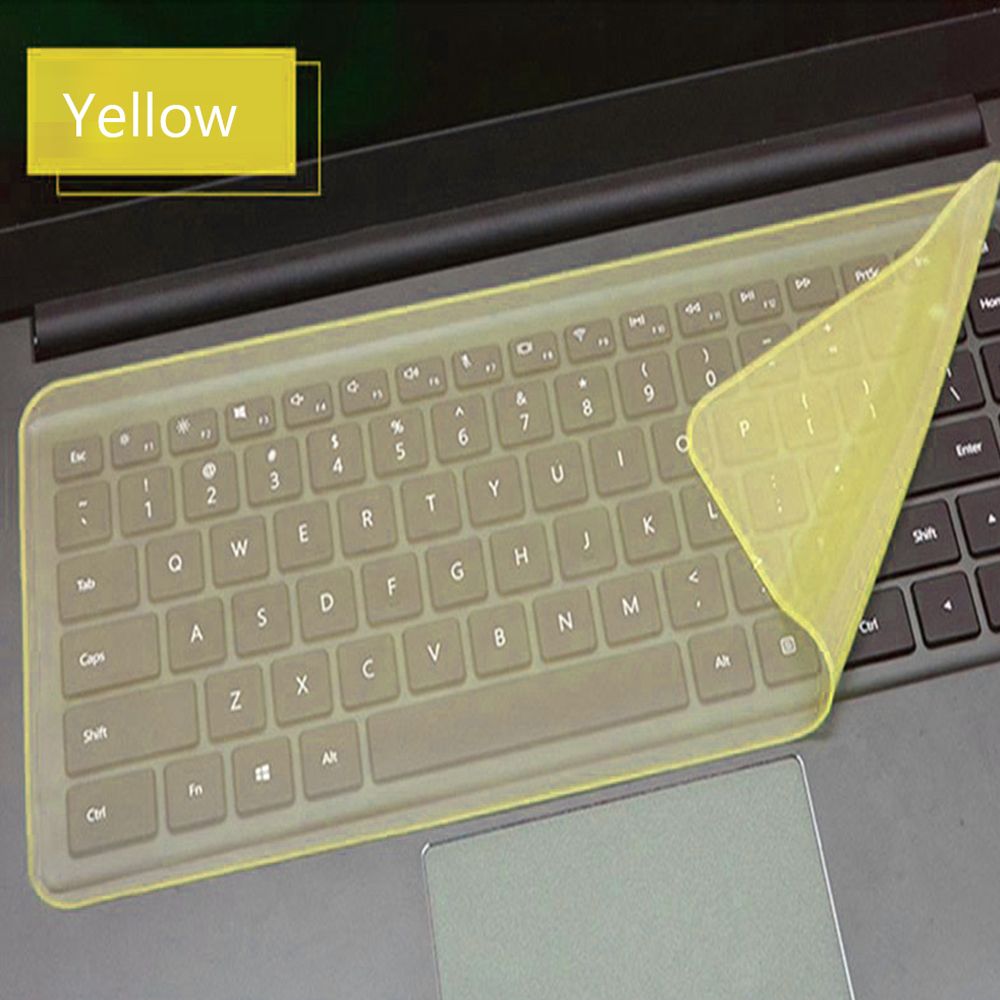 Universal Laptop Keyboard Cover Protector 12-17 inch Waterproof Dustproof Silicone Notebook Computer Keyboard Protective Film: Yellow-15-17 inch