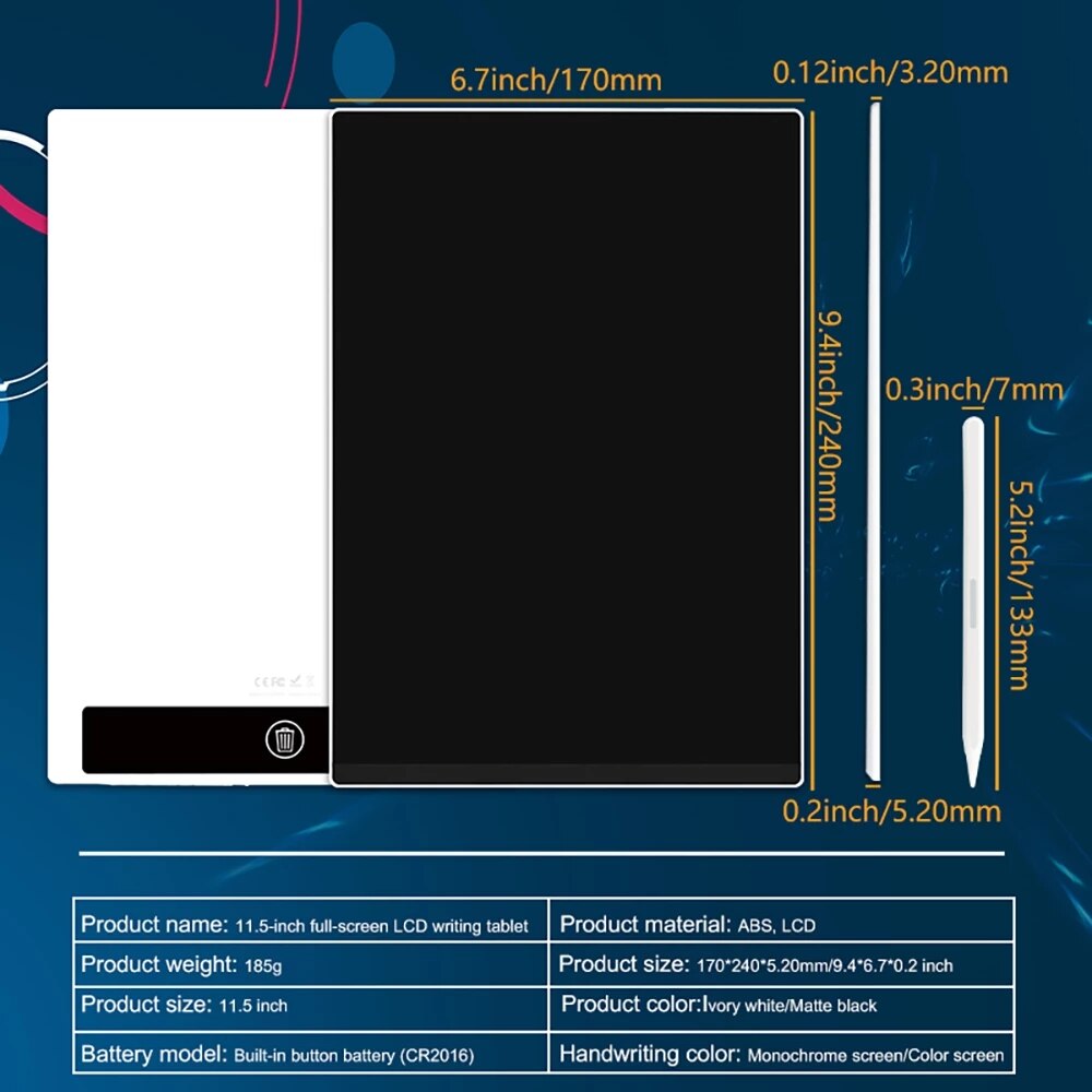 6.5/9.5/11.5 Inch Smart Writing Board Drawing Tablet LCD Screen Writing Graphic Tablets Electronic Handwriting Pad with Pen