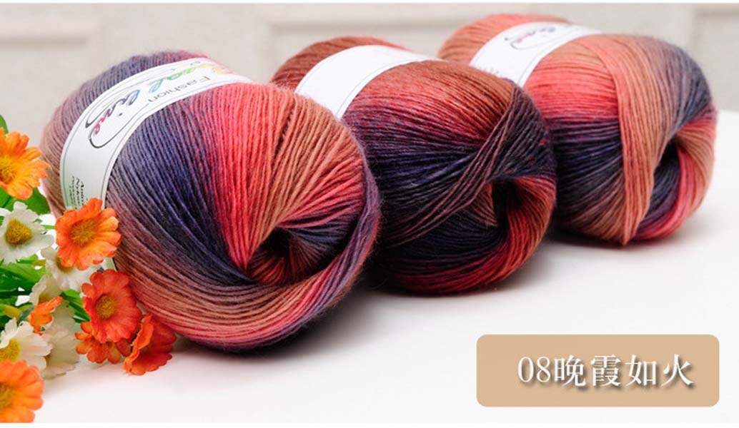 Regnbue 100g bolde garn baby strikning super blød uld tråd chunky strikket håndværk bulky hånd sweater hæklet: 8