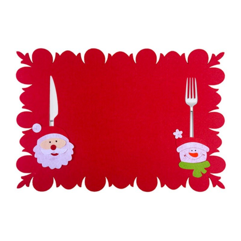 Cartoon Christmas Table Mat Bowl Knives Fork Placemat Table Decor For Xmas Dinner Party Christmas Place Mat