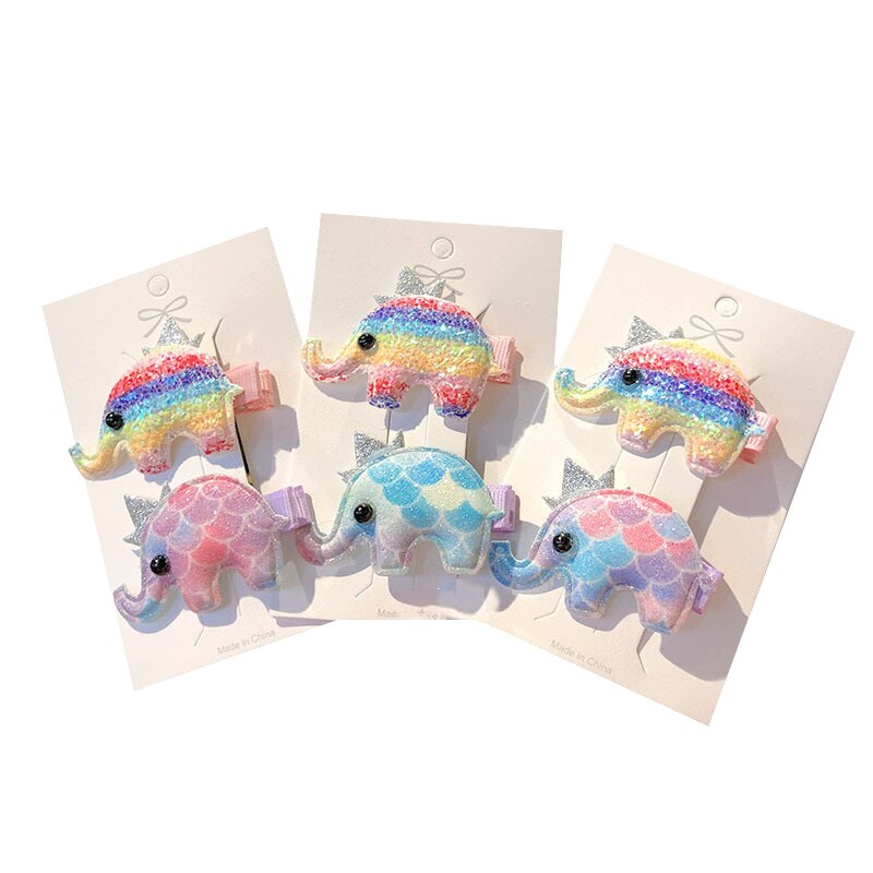 2 Pcs Baby Clip Leuke Dier Haarspeld Kinderen Kleur Haarspeld Kinderen Hoofddeksels Kleurrijke Regenboog Haaraccessoires