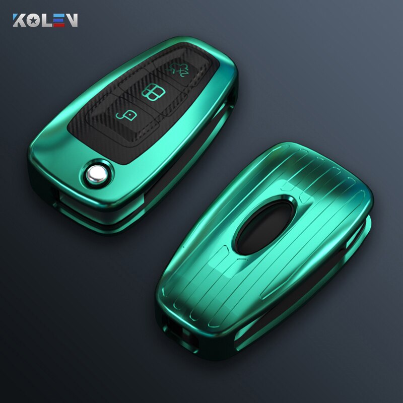 TPU Carbon Fiber Car Key Case Cover Fob For Ford Focus 2 3 MK3 Ranger C-Max S-Max Mondeo Fuga Galaxy Transit Tourneo Custom
