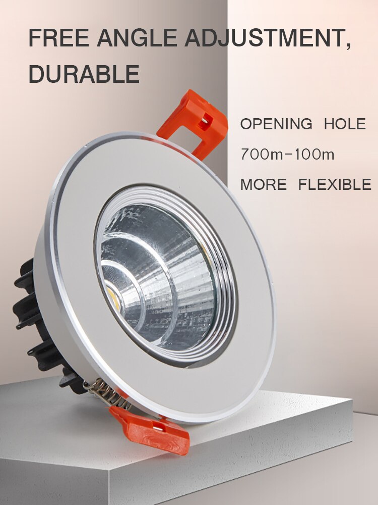 MOONSHADOW Led Spotlight Embedded Living room Downlight Ceiling Hole Lamp Concealed Household Round Panel Light 220V