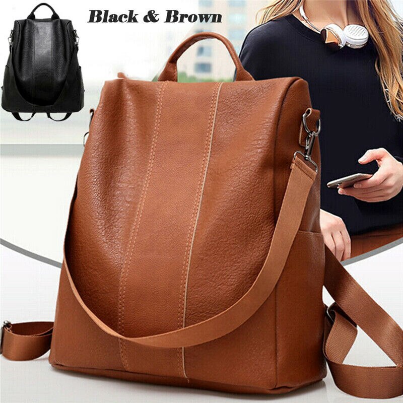 Women Ladies PU Leather Rucksack Travel Shoulder Bag Girls Ladies Anti-theft Backpack Bags 2 Colors