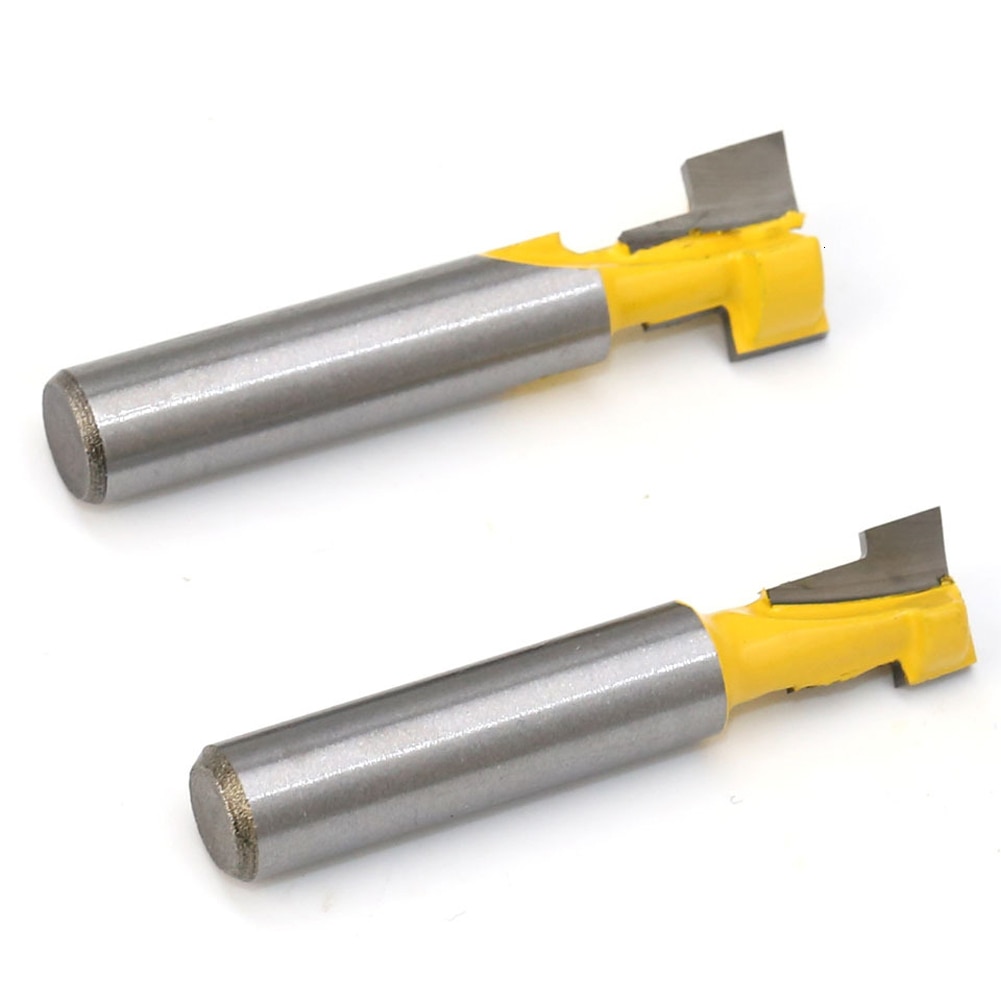 2 stks/set 8mm Schacht T-Slot Keyhole Cutter Hout Router Bit Carbide Cutter Houtbewerking Hex Bolt T- track Steken Frezen B4