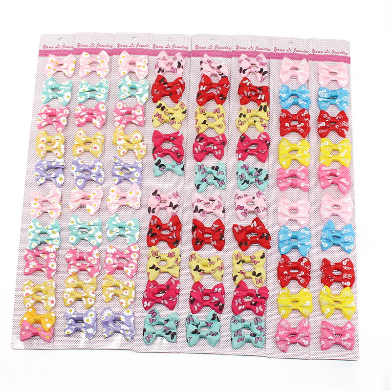 20 pcs Baby Boog Haar Clips voor Meisjes Kinderen Haarspelden Haaraccessoires Kleur Bloem Haarspeldjes Leuke Pet Kids Lint Clip pins 4 cm