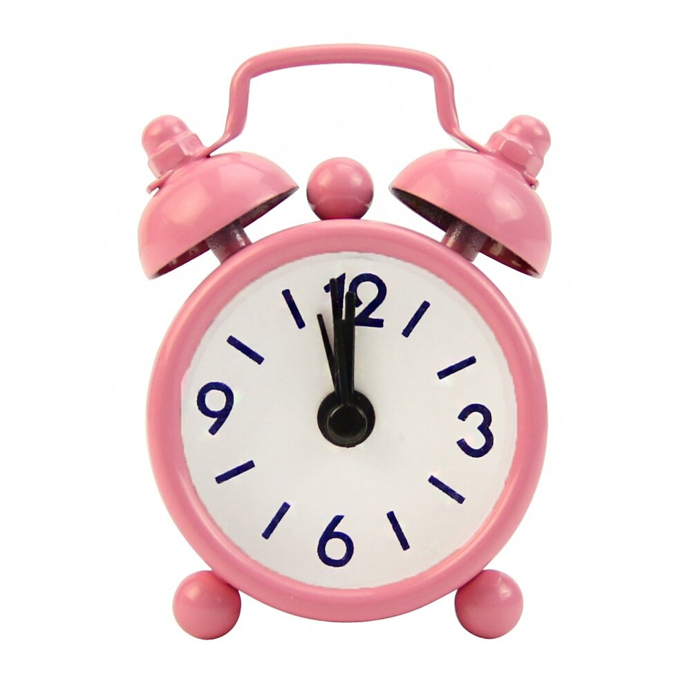 Mini clásico reloj de alarma electrónica número doble campana mesa de escritorio resistente cuarzo Digital Reloj Retro Decoración para la casa Mona: Rosa