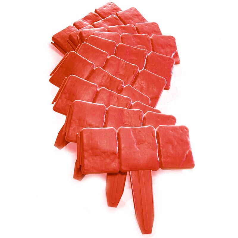 10Pc Orange Red Garden Fence Edging Cobbled Stone Effect PP Lawn Edging Plant Border Decorations Flower Bed Border