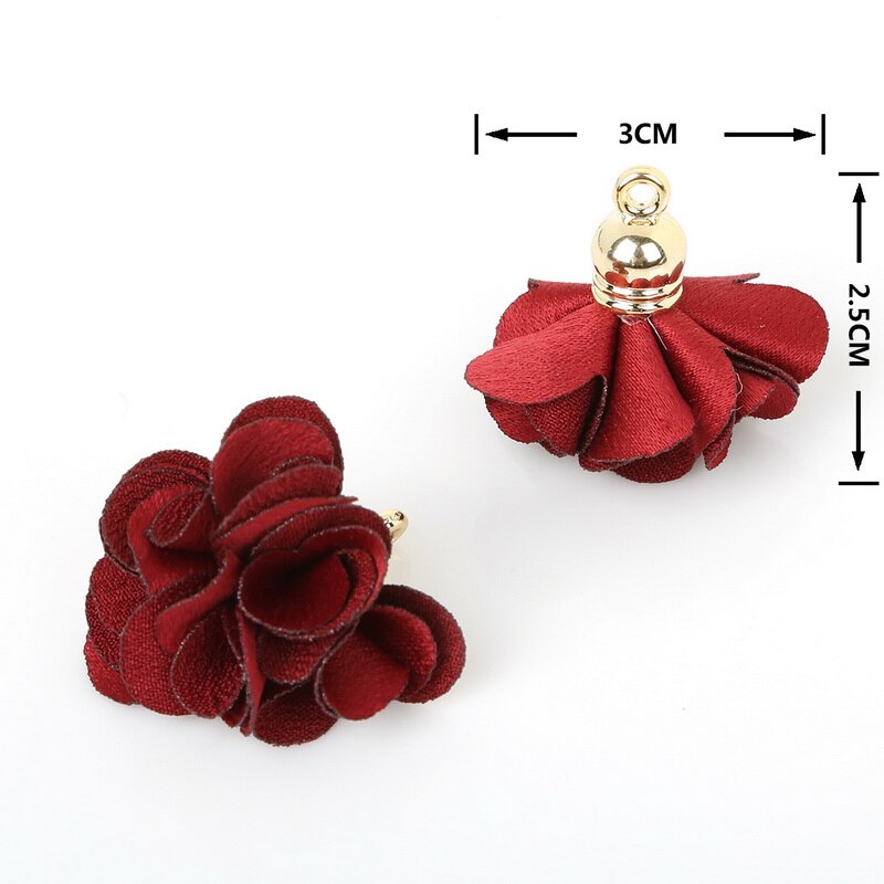10 stuks 3*25cm bloemen bedel hanger kwastjes voor strik knutselen bruiloft feest decoratie doe-het-zelf benodigdheden verpakking accessoires: Bordeauxrood