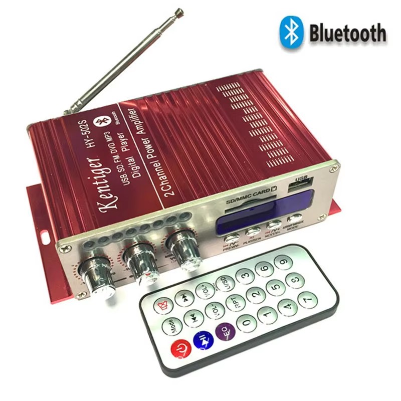 DC 12V Mini Bluetooth Amplifiers Headphone Amp SD/USB Play FM Radio With Remote Control For Home/Car Dac