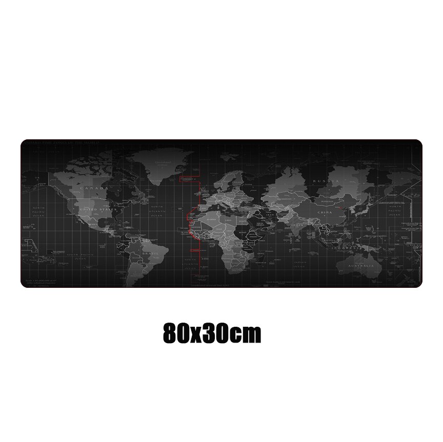 Grote xl gaming muismat met wereldkaart, afsluitbare rand, antislip voor computer, grote gaming muismat, rubberen notebook, toetsenbord, bureaumat: 8030cm