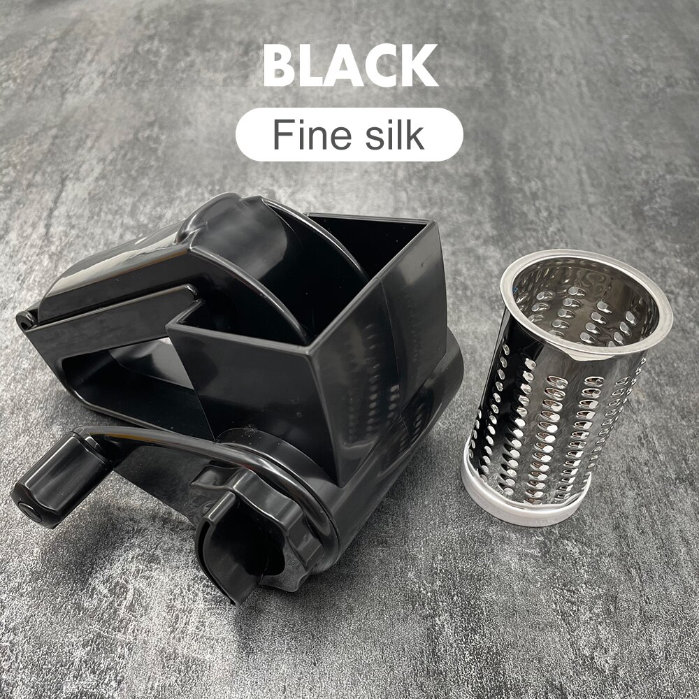 Stainless Steel Rotary Cheese Grater Gadgets for Kitchen Cheese Slicer Machine Wire Oiler for Butter Box Dish Chocolate Shredder: BLACK-1