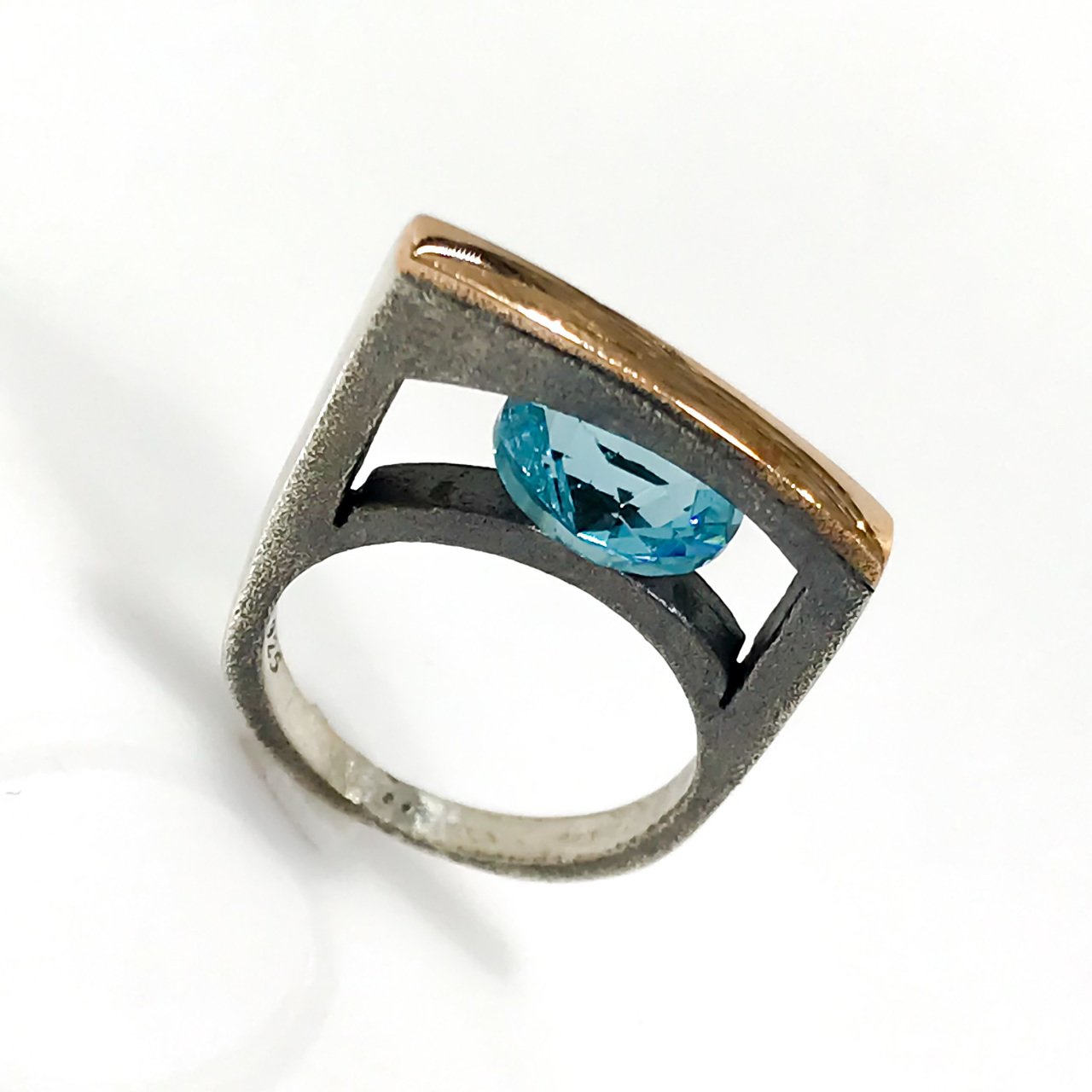 Blue Topaz Stone Hand Generation Silver Ring