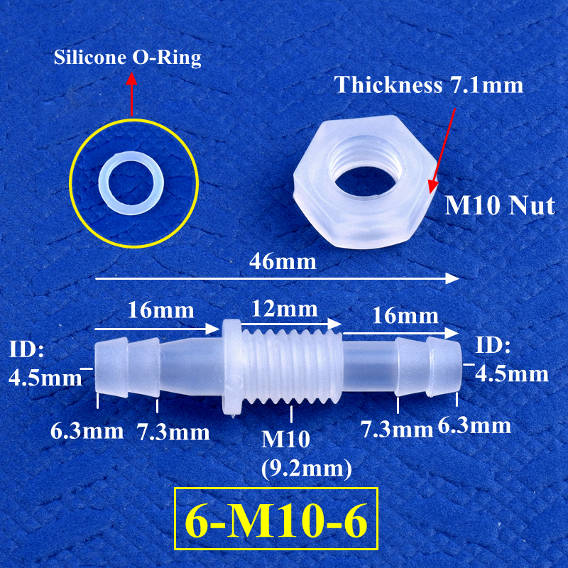5 ~ 200 pz M6 ~ M10 a 3 ~ 8mm PP pagoda connettore diretto dado o-squillare in silicone giardino irrigazione acquario serbatoio pompa aria giunto tubo: nero / 1 ''
