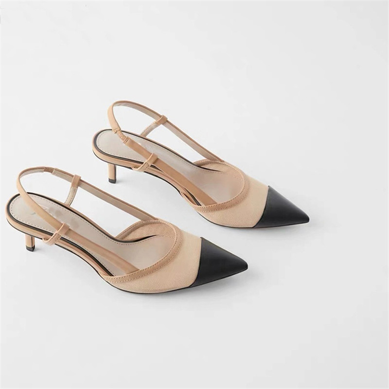 Tynd hæl sandaler sko kvinder spidse tå slingback sandaler kvinder festsko slip on mule sko pumps sko