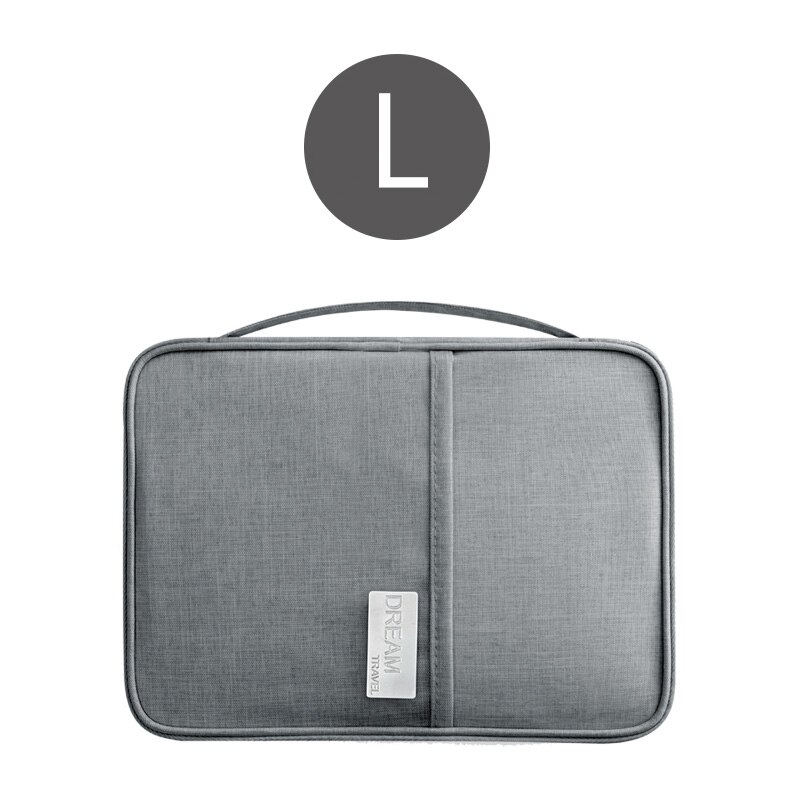 Couverture de passeport de voyage, porte-passeport étanche, multifonctionnel, organisateur de documents d&#39;identité, accessoires pour cartes de crédit: gray L