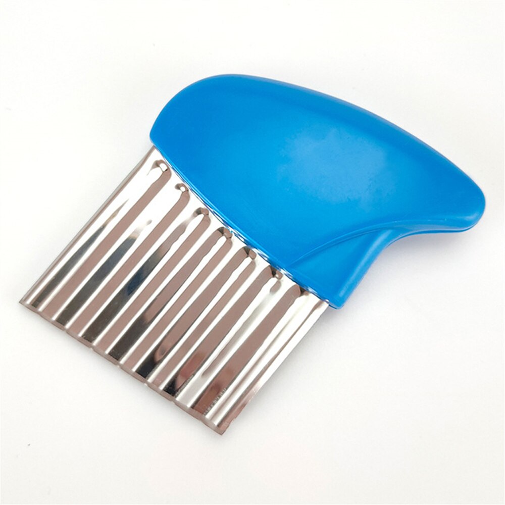 Vacclo Stainless Steel Potato Slicer Crinkle Slicer Wave Blade Chip Cutter Kitchen Chips Cooking Tools French Fries Fruits: Navy